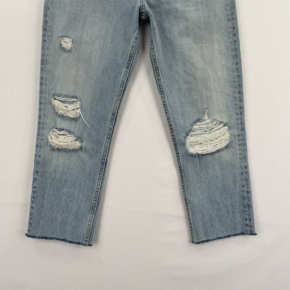Rag & Bone Jeans Womens 27 Blue Crop Boyfriend Distressed Light Wash Rigid Denim - Picture 4 of 16